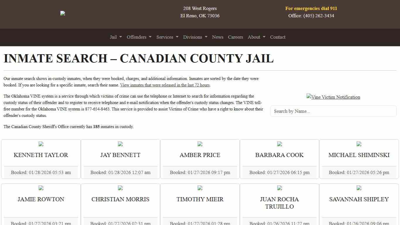 Inmate Search Canadian County Sheriff's Office