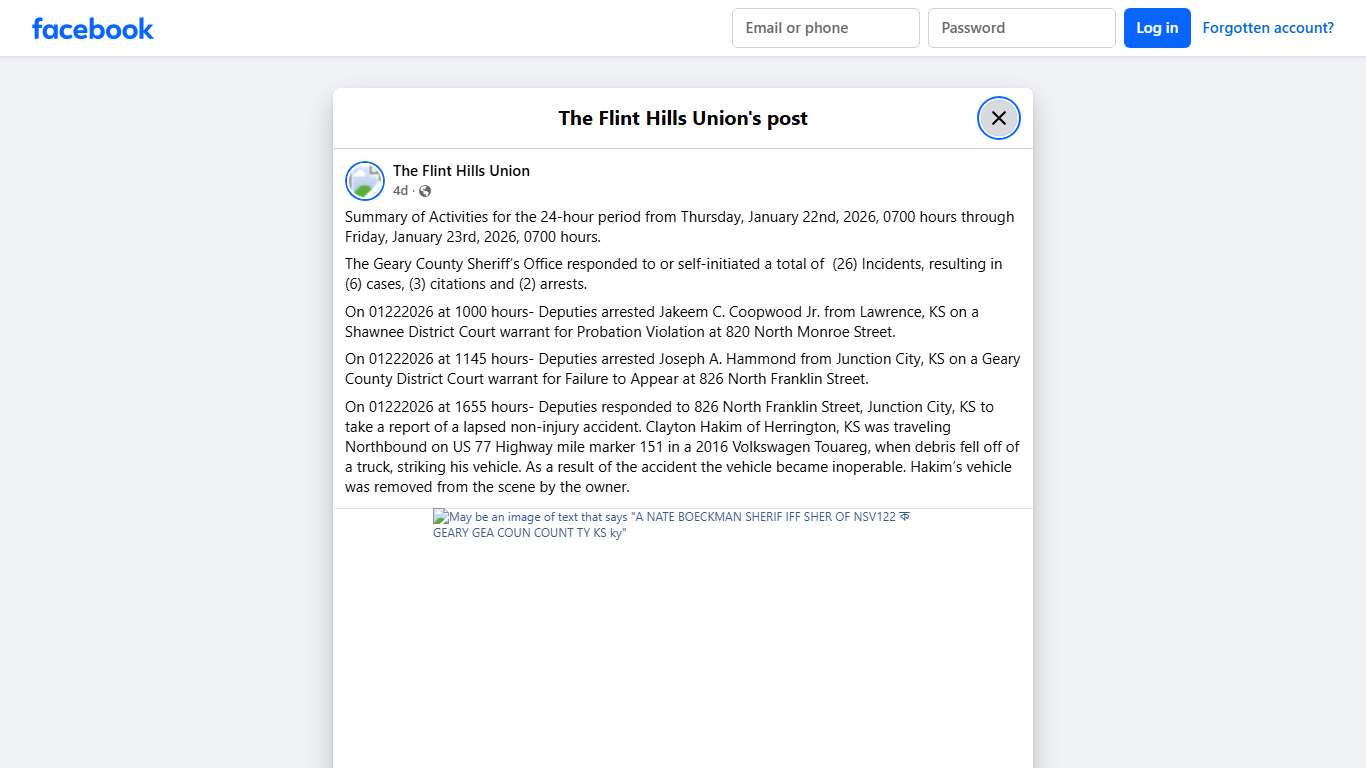 Summary of Activities for the... - The Flint Hills Union Facebook